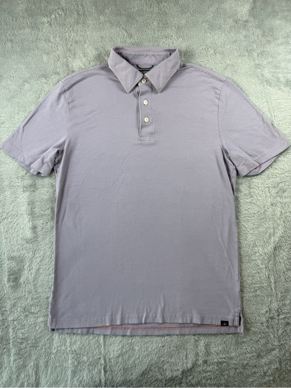 Faherty Reserve Movement Polo Pink Blue Micro Stripe Shirt Small